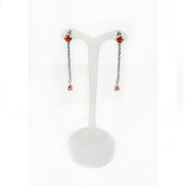 White & Orange Zircon 925 Sterling Silver Rhodhuim Plated Earrin