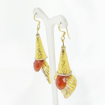 MODERN ARTWORK - 925 Sterling Silver GOLD PLATED  STATEMENT EARR