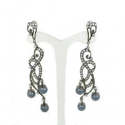 ANTIQUE OXIDIZED 925 SILVER Hanging long Women Earrings